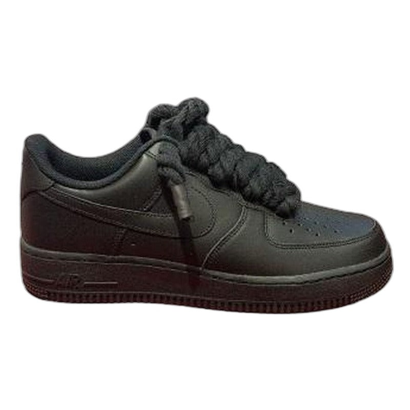 Nike Air Force 1 Low Triple Black Custom Rope Laces