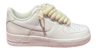 NIKE AIR FORCE 1 LOW TRIPLE WHITE CUSTOM ROPE LACES