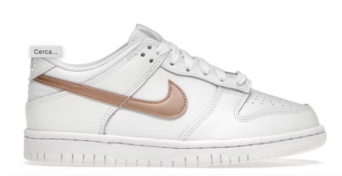 nike dunk low white pink (gs)