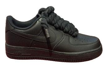 NIKE AIR FORCE 1 LOW TRIPLE BLACK CUSTOM ROPE LACES