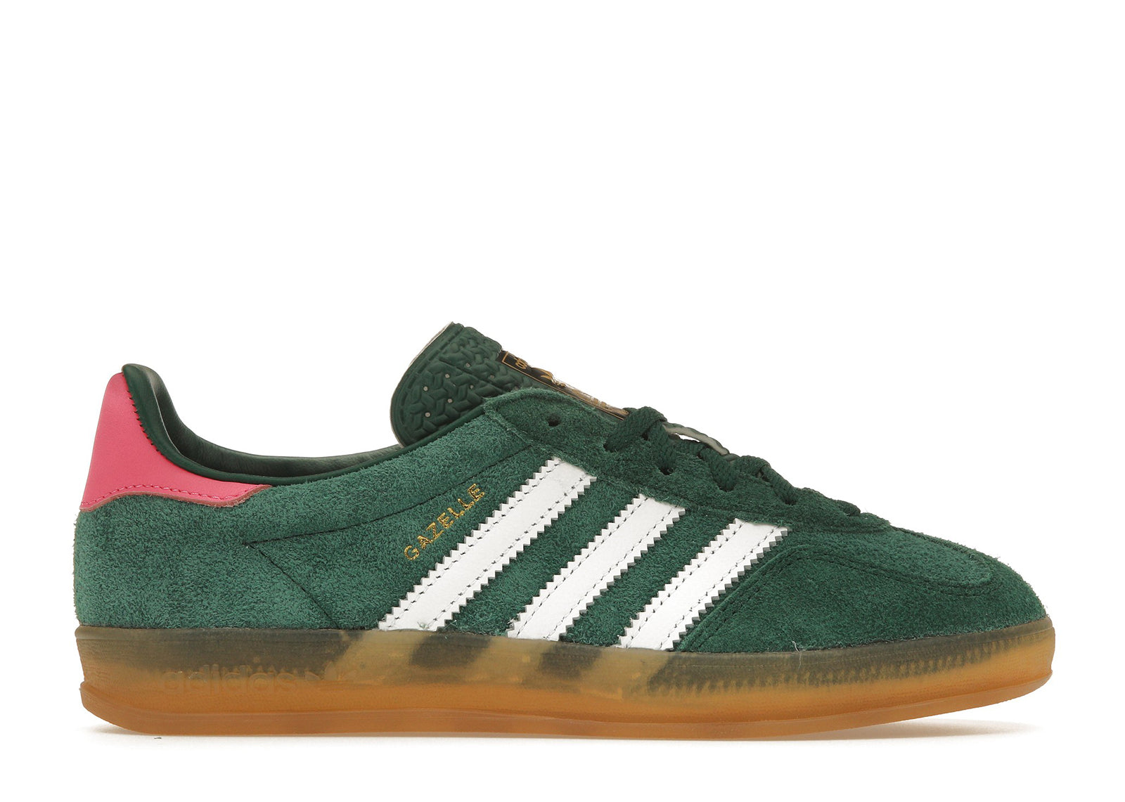 adidas gazelle indoor collegiate green lucid pink (women's)