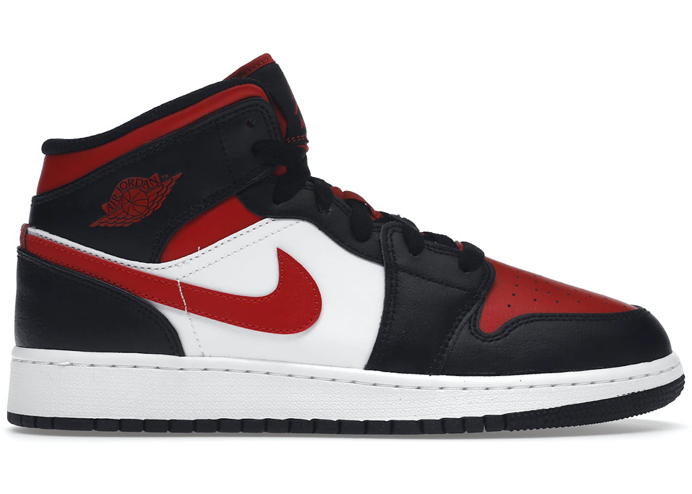 air jordan 1 mid black fire red (gs)