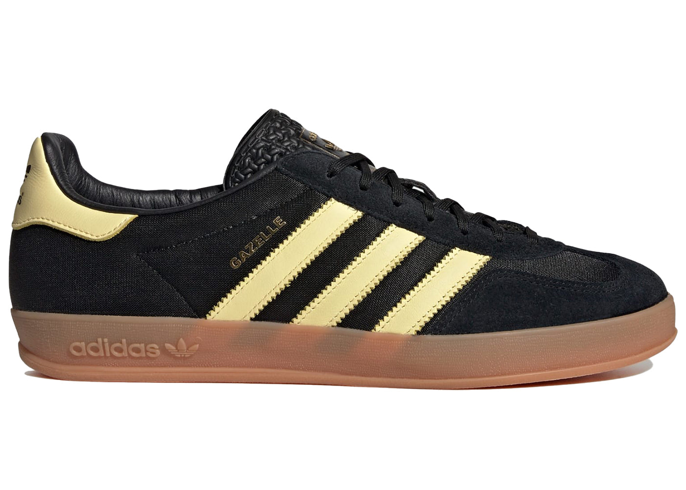 adidas gazelle indoor black almost yellow gum